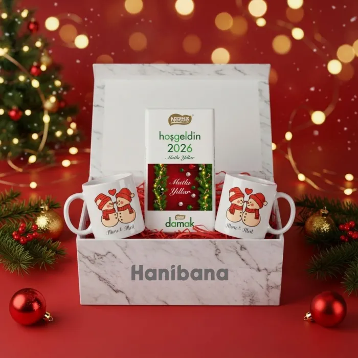 Yeni yıl 2li Kupa ve Çikolata Seti