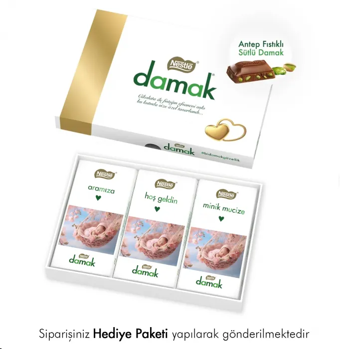 Yenidoğan Hediyesi Fotoğraflı Nestlé Damak Çikolata Paketi
