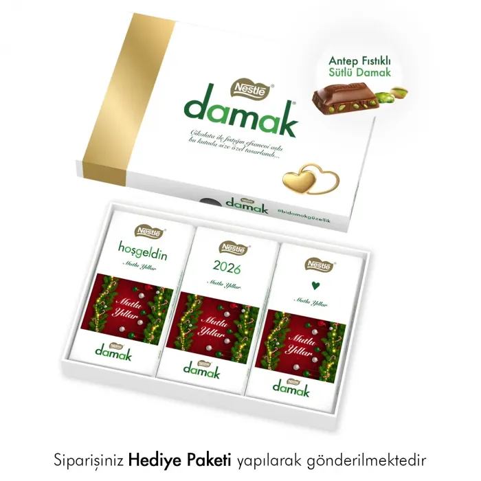 Yılbaşı Hediyesi Fotoğraflı Nestlé Damak Çikolata Paketi
