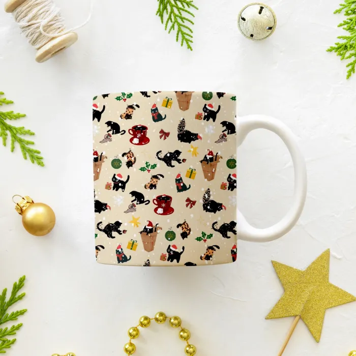 Yılbaşı Pati Desenli Kupa