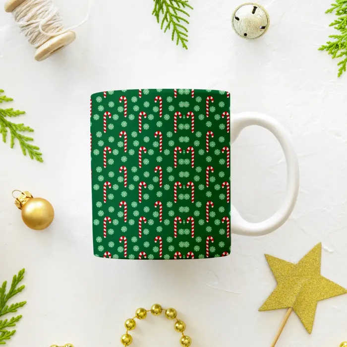 Yılbaşı Şekeri Desenli Kupa