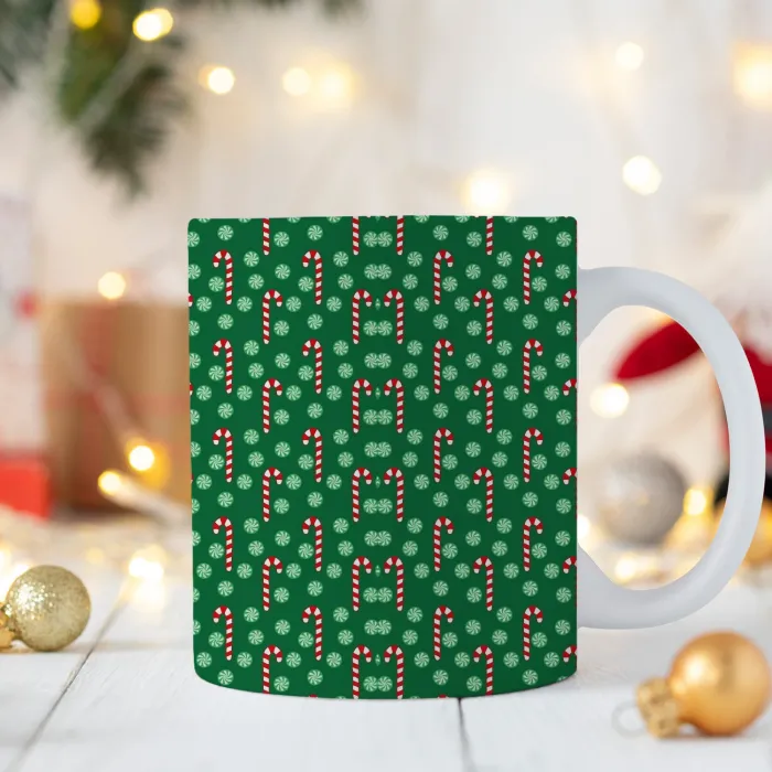 Yılbaşı Şekeri Desenli Kupa