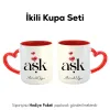 2Li Aşk Yazılı Kişiye Özel İsimli Kalpli Kupa Bardak
