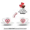 2Li Beyaz İsimli Romantik Hediyelik Fincan Seti(Çikolata HEDİYELİ)