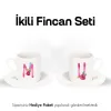 2’Li Beyaz Fincan Kişiye Özel Harf Baskılı
