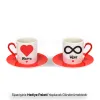 2’Li Kırmızı Fincan Kişiye Özel İsimli Aşkın Sonsuzluğu Fincan Seti