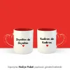 2’Li Kişiye Özel İsimli Kalpli Kupa Bardak