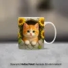 3D Kedi Tasarımlı Kupa Bardak