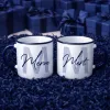 Kişiye Özel Lacivert İsimli Enamel Kupa Seti
