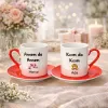 2’Li Kırmızı Fincan Kişiye Özel İsimli Annem De Annem Kızım Da Kızım