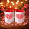 Aşkın Parmak İzi Temalı 2li Kırmızı Kalpli Kupa