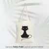 Kedi Tasarımlı Askılı Bez Çanta