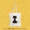 Kedi Tasarımlı Askılı Bez Çanta