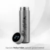 Kişiye Özel Hediye Dijital Göstergeli Gri Çelik Termos
