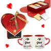 Sevgiliye Özel Kırmızı Fincan ve Happy Valentines Day Madlen Çikolata