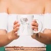 Line Art Çiçekli Kadın Tasarımlı Kahve Kupası