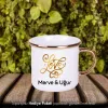 Love Temalı Gold Kişiye Özel İsimli Enamel Kupa Bardak