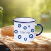 Nazar Boncuğu Temalı Kişiye Özel İsimli Enamel Kupa Bardak