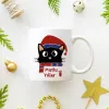 Noel Şapkalı Kedi Kupası