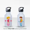 Öğrencilere Özel İsimli Kopçalı Pipetli Matara - 600ml