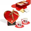Sevgiliye Özel Kırmızı Fincan ve Happy Valentines Day Madlen Çikolata