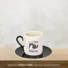 Kişiye Özel Hediye Kedi Temalı İsimli Siyah Fincan