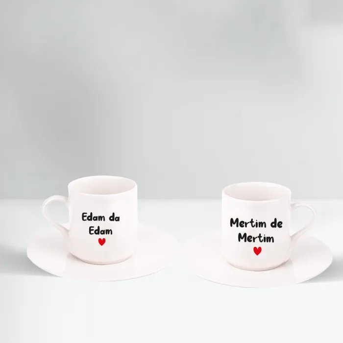 2’Li Kişiye Özel İsimli Beyaz Fincan
