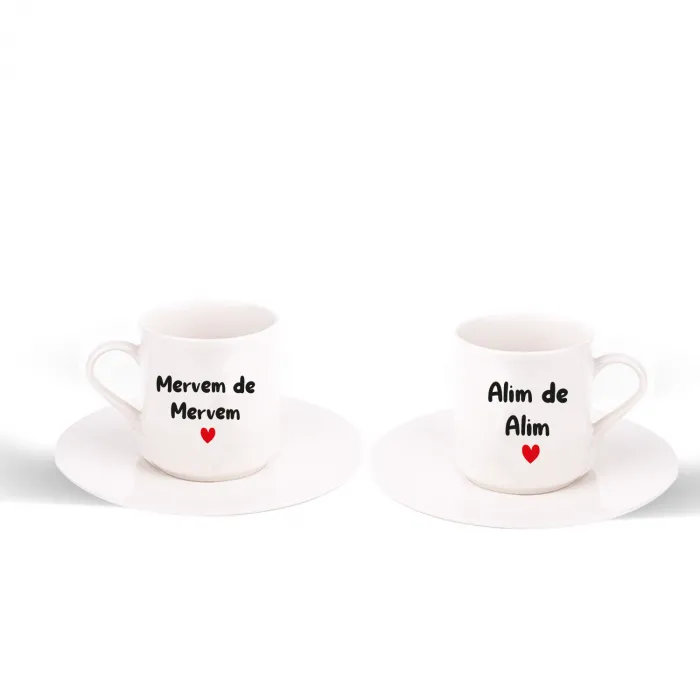 2’Li Kişiye Özel İsimli Beyaz Fincan