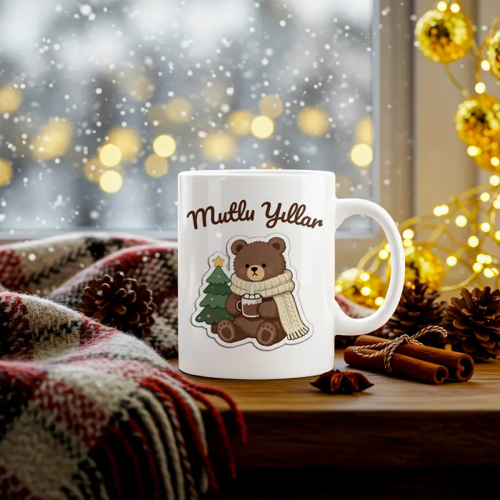 Atkılı Ayı Desenli Yılbaşı Kupası ⭐