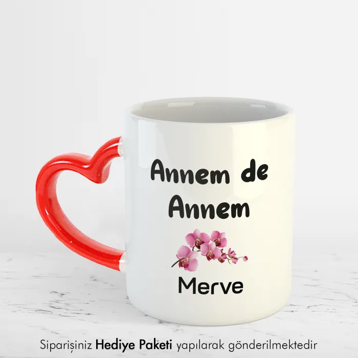 Annem De Annem Kişiye Özel İsimli Kalpli Kupa Bardak
