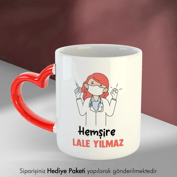 Kalpli Hemşireye Kişiye Özel İsimli Kupa Bardak