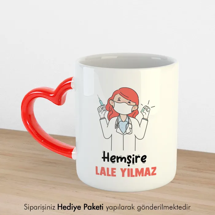 Kalpli Hemşireye Kişiye Özel İsimli Kupa Bardak