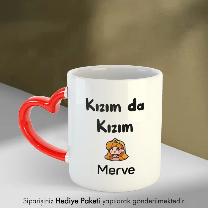 Kızım Da Kızım Kişiye Özel İsimli Kalpli Kupa Bardak