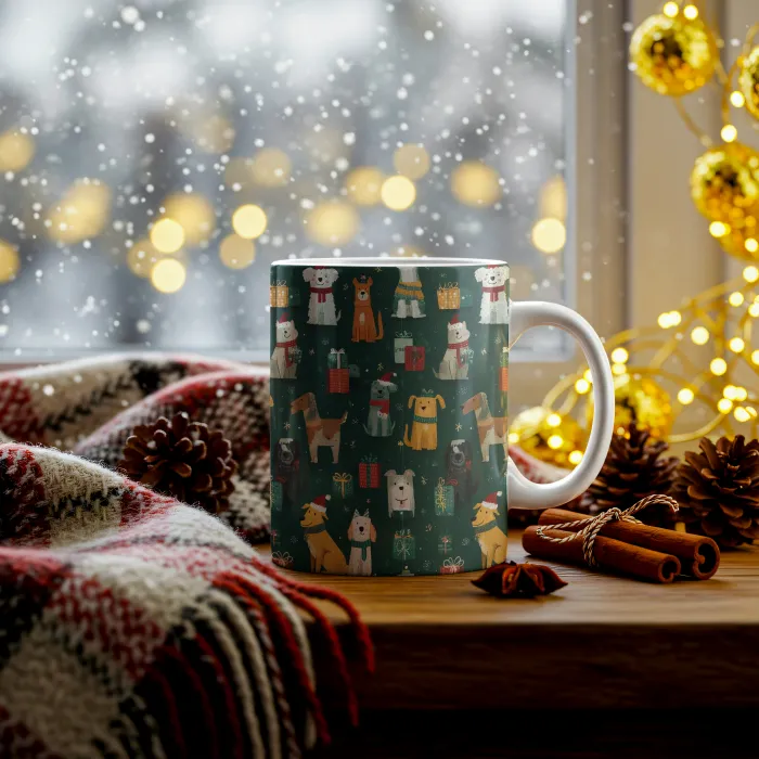 Köpek Desenli Yılbaşı Kupası