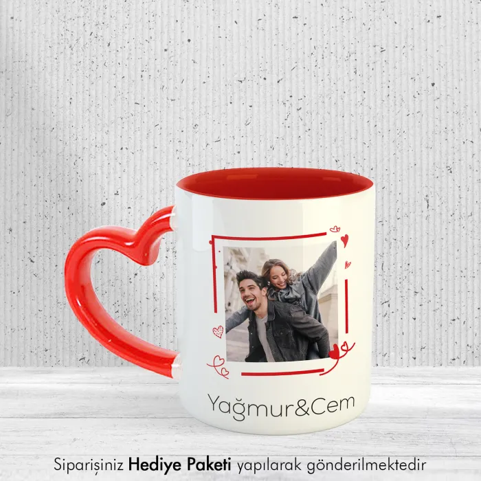 Sevgiliye Özel Kalpli Kupa Bardak