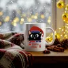 Noel Şapkalı Kedi Kupası