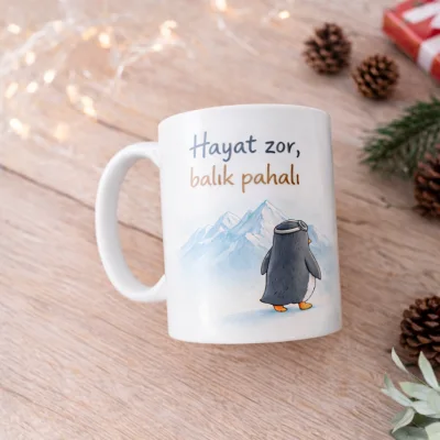 Hayat Zor Balık Pahalı – Minimal Penguen Kupa