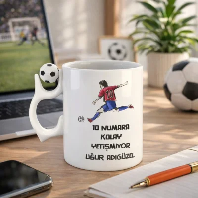 Kişiye Özel İsimli 10 Numara Temalı Futbol Toplu Hediye Kupa Bardak