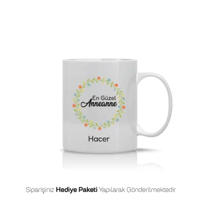 En Güzel Anneanne Yazılı Kişiye Özel İsimli Kupa Bardak