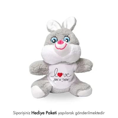 Sevgiliye Özel Hediye İsim Baskılı Peluş Tavşan