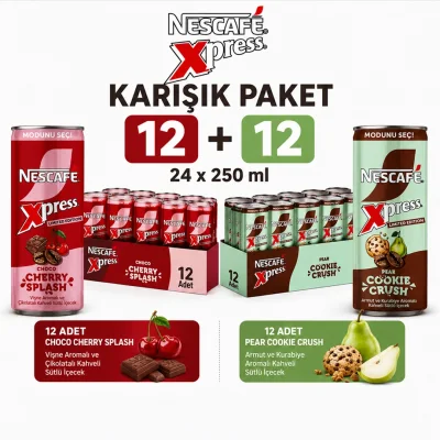 Nescafé Xpress Pear Cookie Crush & Choco Cherry Splash Karışık Paket 24 x 250 ml