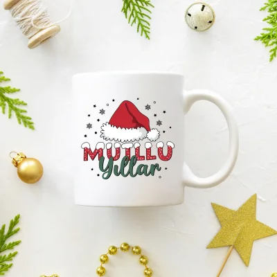Noel Şapkalı Mutlu Yıllar Temalı Kupa
