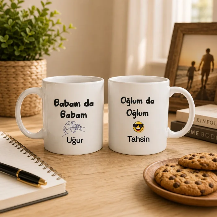 2Li Babam Da Babam Oğlum Da Oğlum Kişiye Özel Kupa Bardak