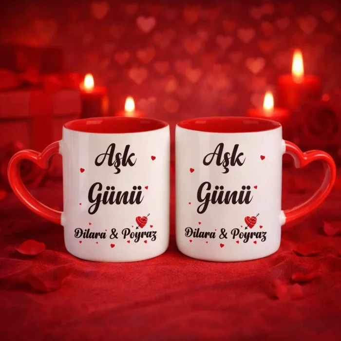 2Li Kalpli Kupa Kişiye Özel İsimli Aşk Günü