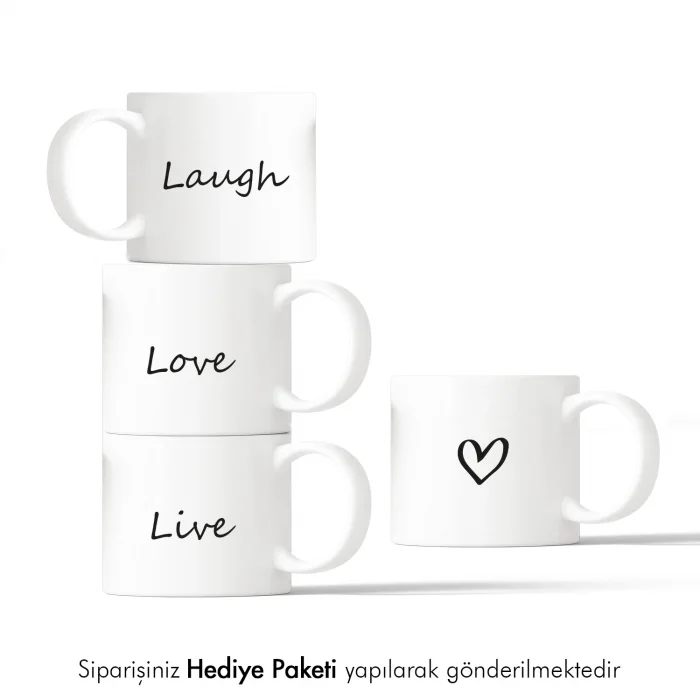 4lü Lovely Tasarımlı Mini Kupa Seti