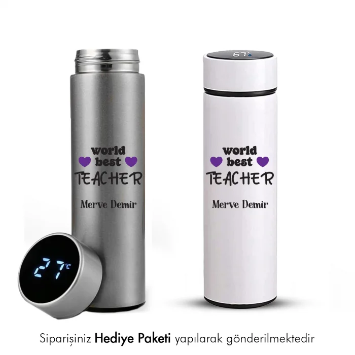 World Best Teacher Yazılı Kişiye Özel İsimli Termos