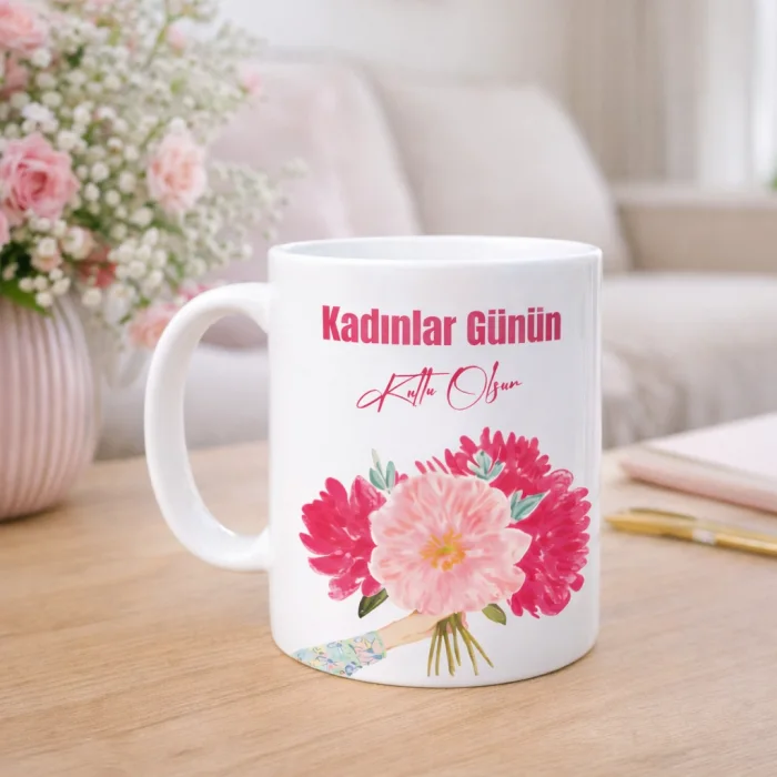 Kadınlar Günü Çiçek Buketi Kupa – 8 Mart Özel