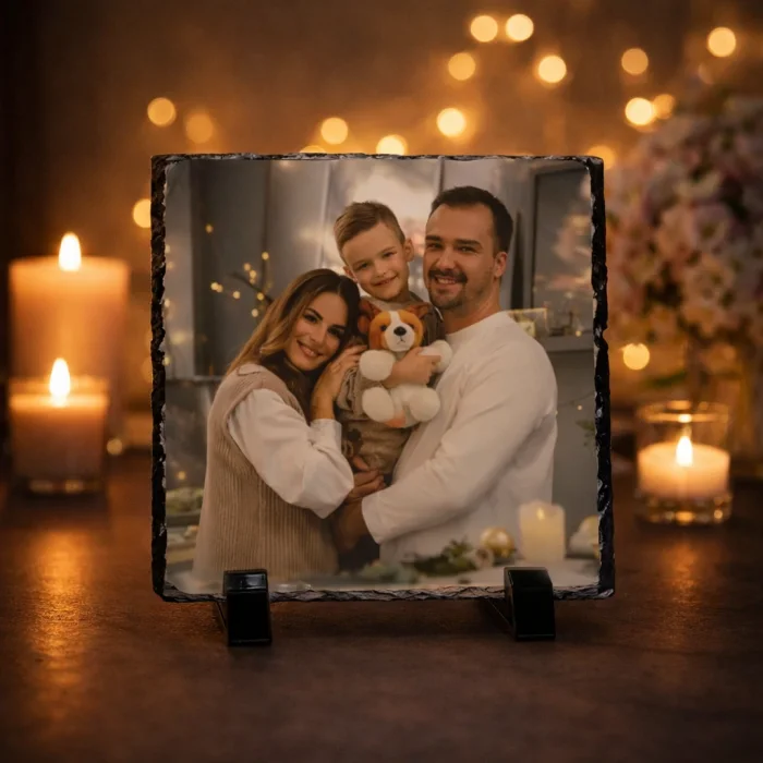 Kişiye Özel Fotoğraf Baskılı Kare Doğal Taş