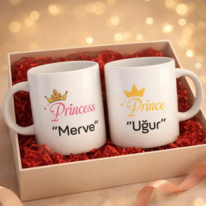 2Li Princess Ve Prince Kişiye Özel İsimli Kupa Bardak