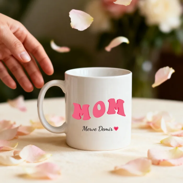 Mom Yazılı Kişiye Özel İsimli Kupa Bardak